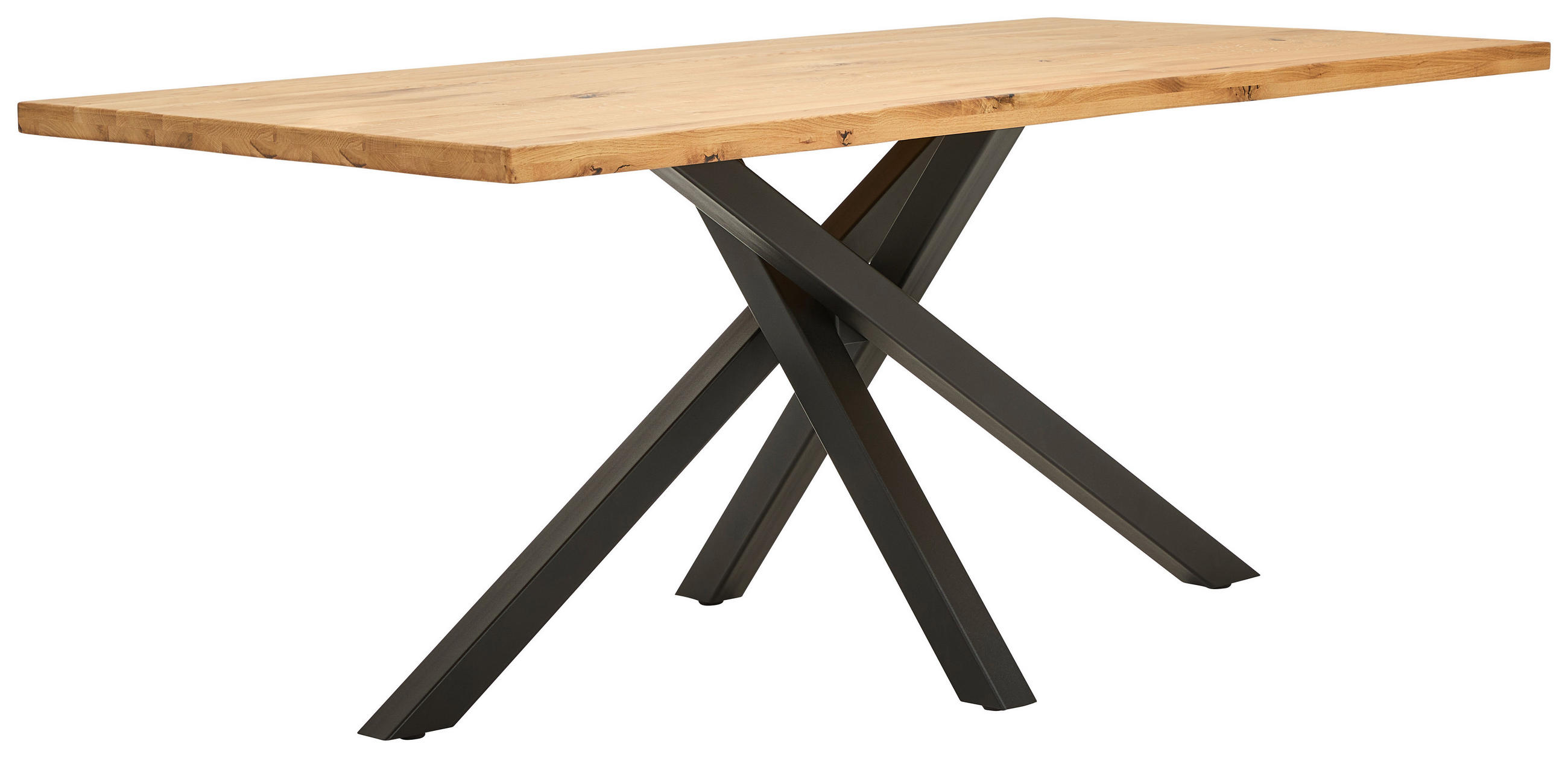 ESSTISCH in Holz 180/100/76 cm  - Wildeiche/Schwarz, KONVENTIONELL, Holz/Metall (180/100/76cm) - Valdera