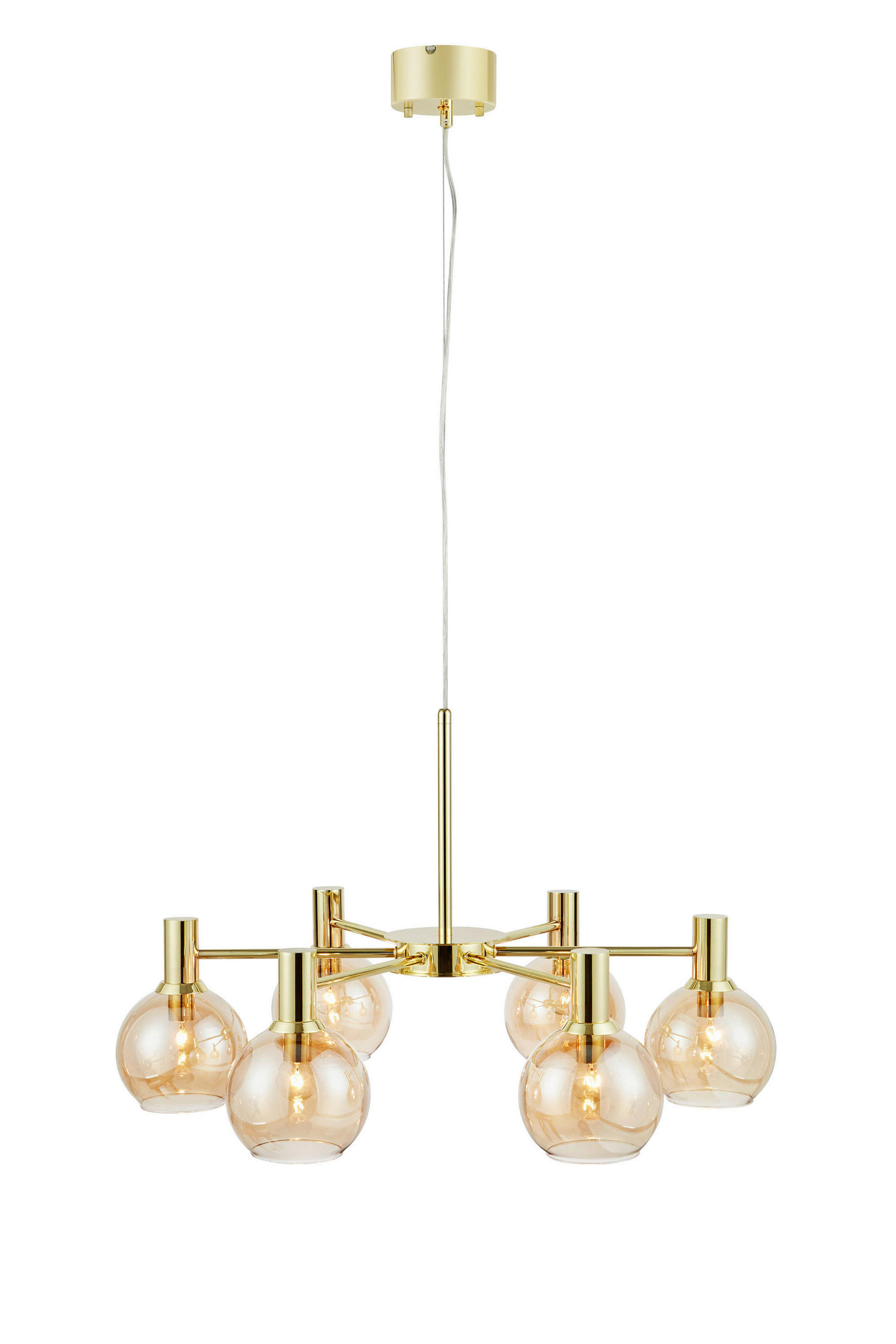 PENDELLEUCHTE Ambra 75/44/75 cm  - Messingfarben/Bernsteinfarben, Basics, Glas/Metall (75/44/75cm) - Markslöjd