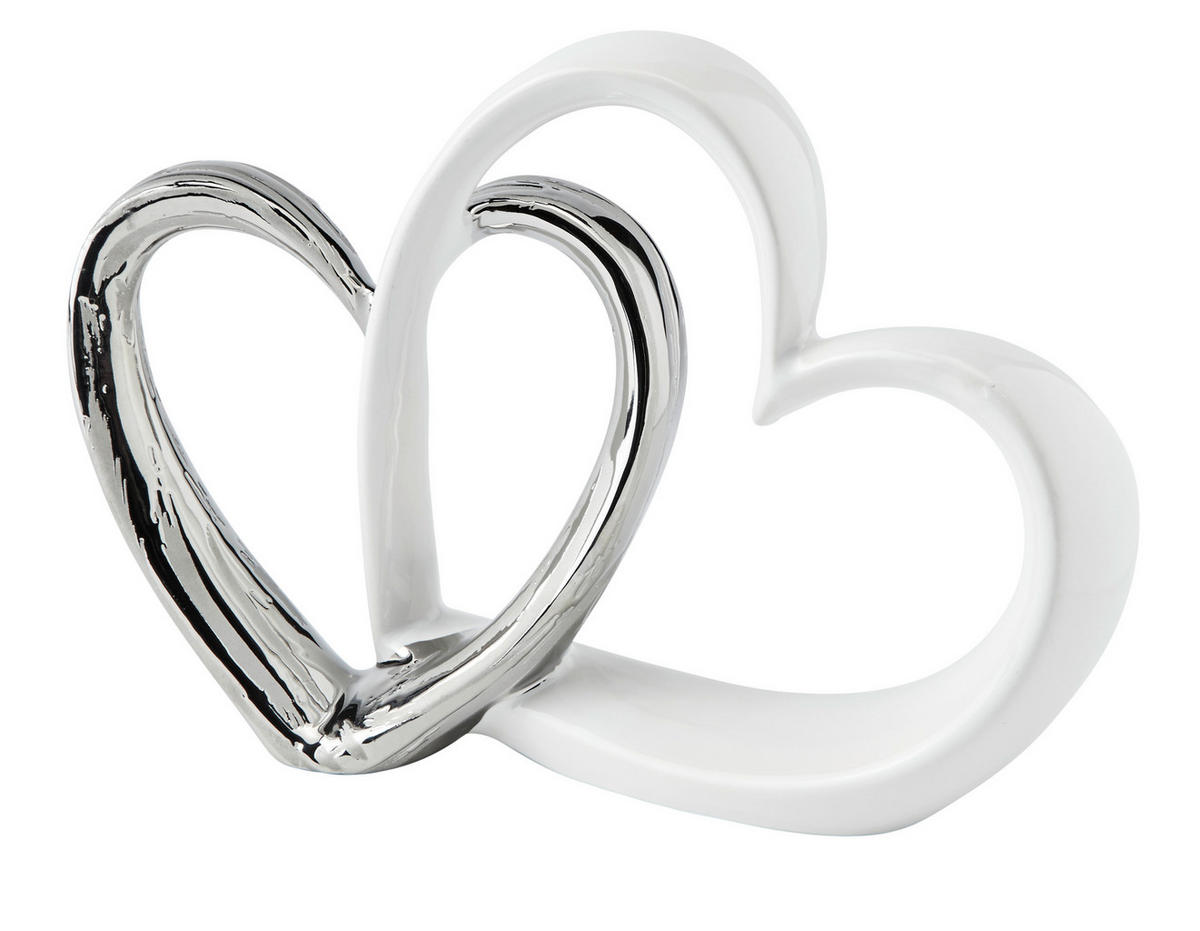 DEKOHERZ - Silberfarben/Weiß, Design, Keramik (23,5/5,5/15,8cm) - Ambia Home