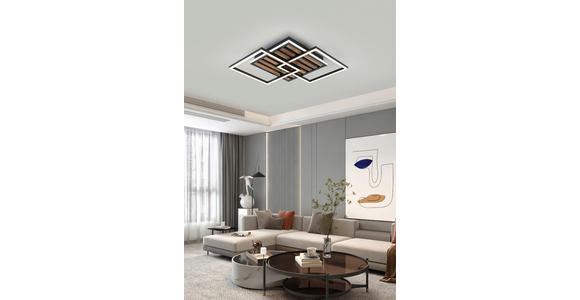 LED-DECKENLEUCHTE 45/45/9,5 cm  - Eichefarben/Schwarz, Trend, Holzwerkstoff/Kunststoff (45/45/9,5cm) - Novel