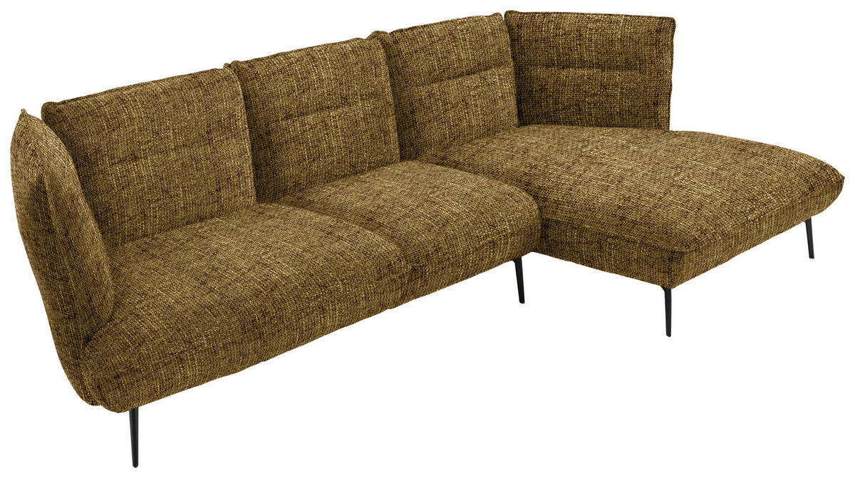 ECKSOFA in Flachgewebe Gelb, Grün  339/153 cm  - Gelb/Schwarz, Design, Textil/Metall (339/153cm) - Moderano