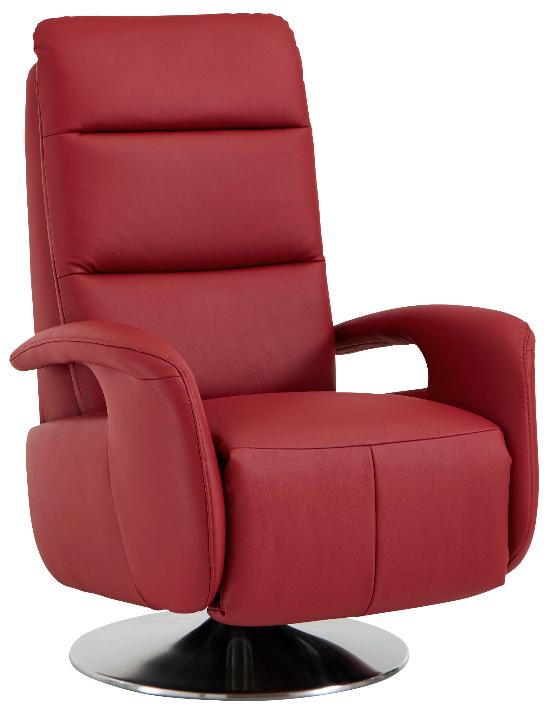 RELAXSESSEL Echtleder    - Edelstahlfarben/Rot, Design, Leder/Metall (84/88/110cm) - Beldomo Premium