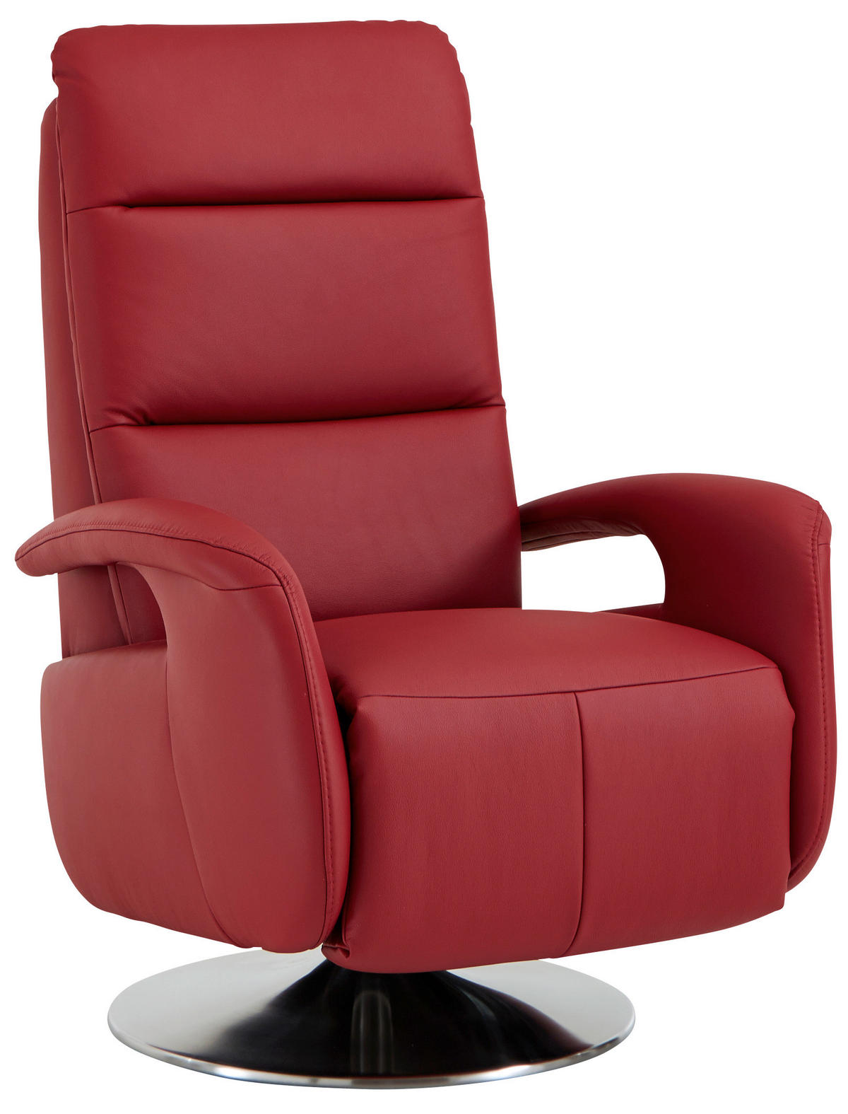 RELAXSESSEL Echtleder    - Edelstahlfarben/Rot, Design, Leder/Metall (84/88/110cm) - Beldomo Premium