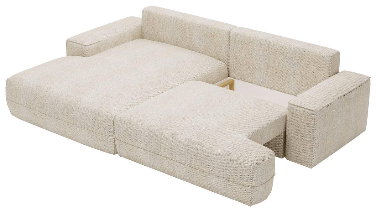 ECKSOFA in Struktur Beige  - Beige/Schwarz, Design, Kunststoff/Textil (156/272cm) - Livetastic