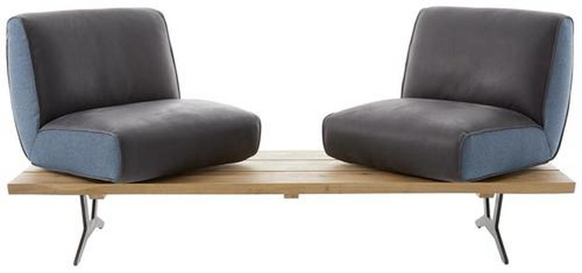 SITZBANK 190/85/69 cm  in Schwarz, Türkis, Dunkelbraun  - Türkis/Dunkelbraun, Design, Leder/Holz (190/85/69cm) - Ambiente