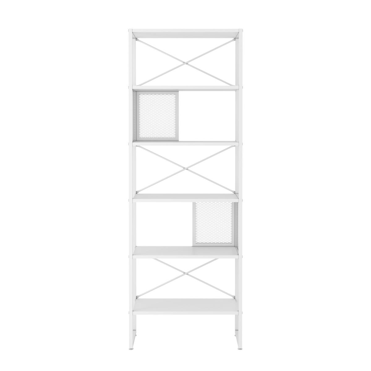 REGÁL, bílá, ocel, 64/180/31 cm - bílá, Moderní, kov/kompozitní dřevo (64/180/31cm) - P & B