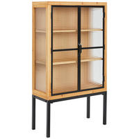 VITRINE  in vollmassiv Tanne Naturfarben, Schwarz - Schwarz/Naturfarben, Design, Glas/Holz (80/145/35cm) - MID.YOU