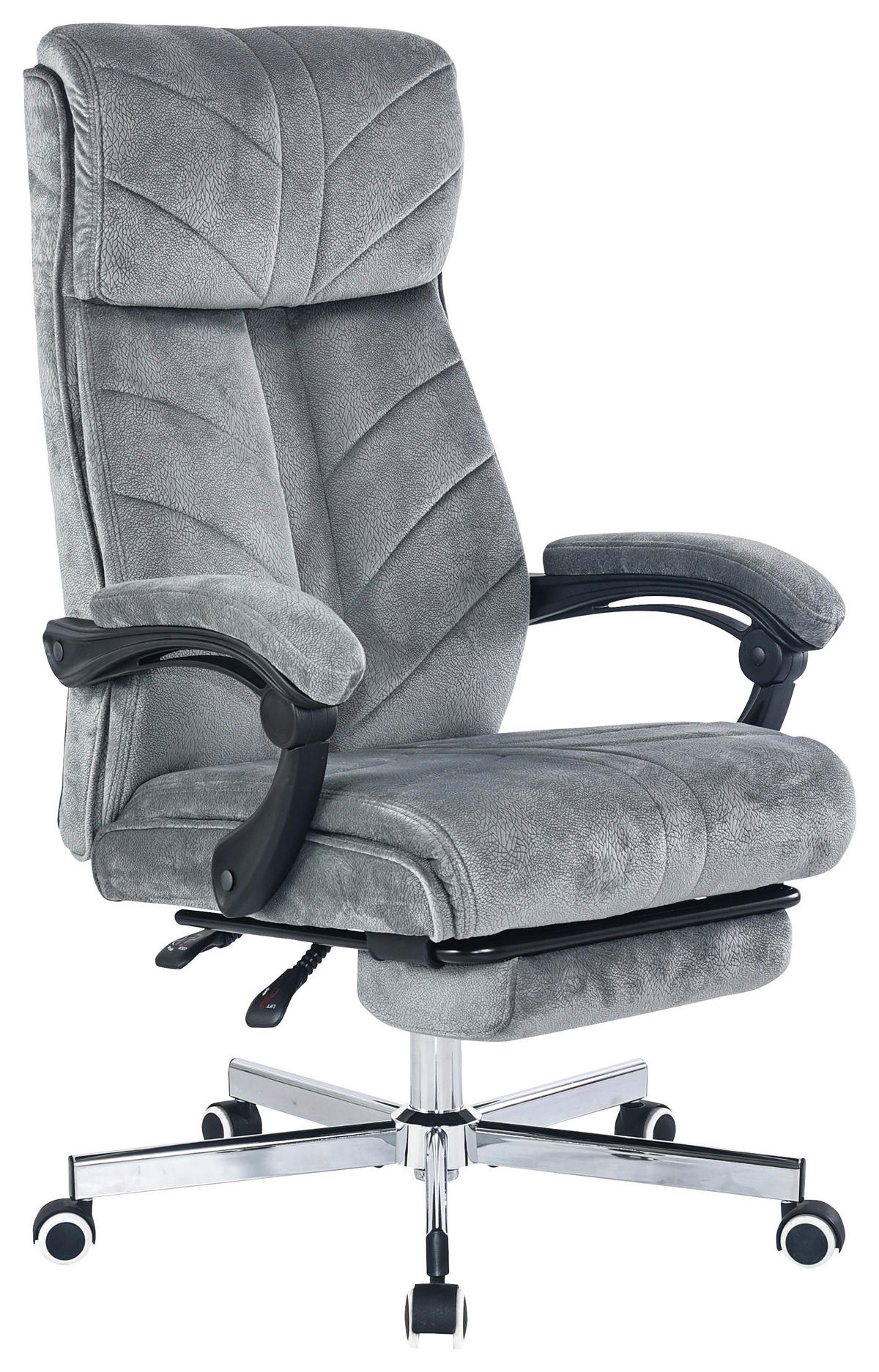 PISARNIŠKI STOL kovina, umetna masa, tekstil siva  - barve kroma/siva, Konvencionalno, kovina/umetna masa (67/111-121/61cm) - Venda