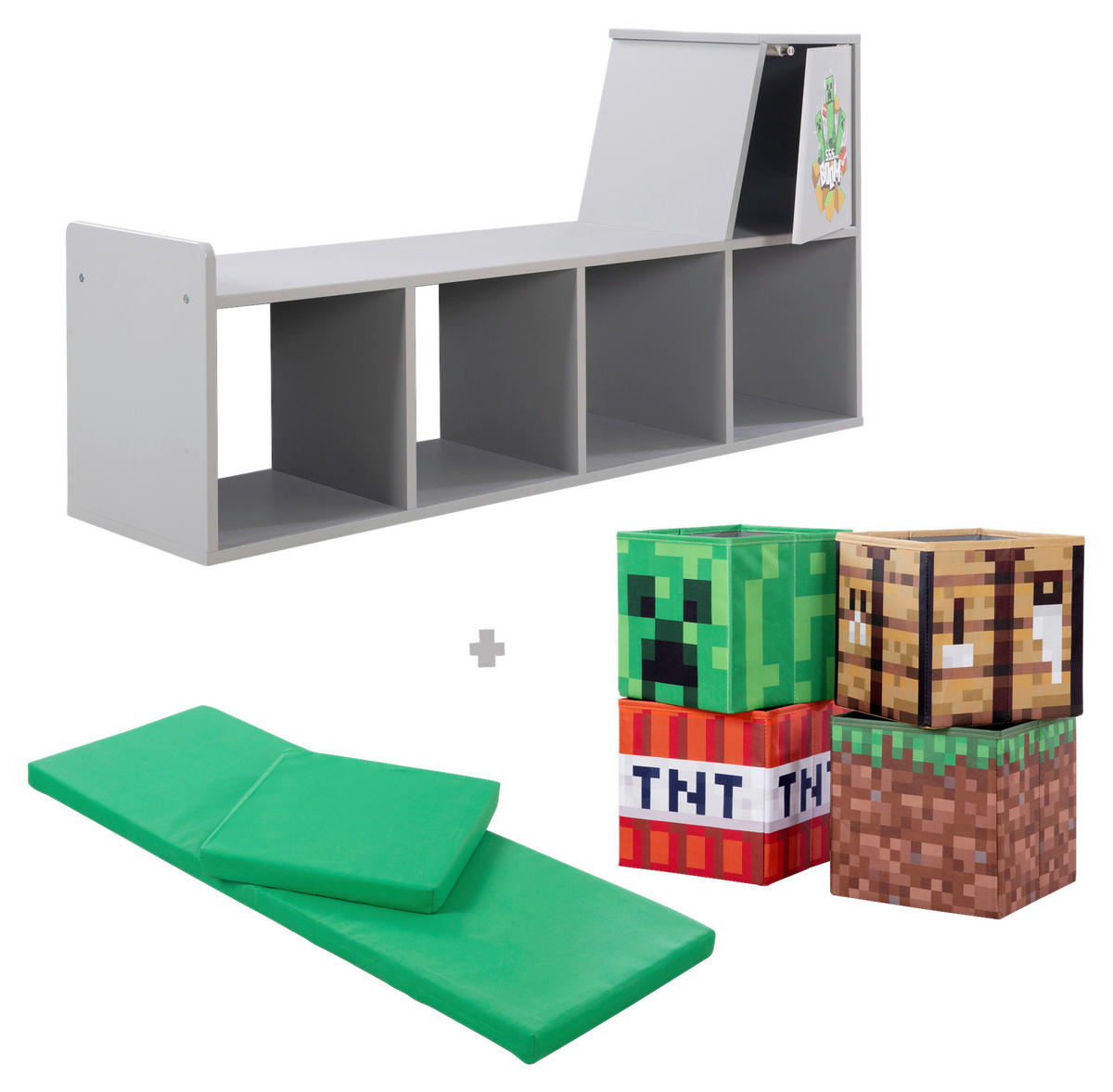 KINDERSITZBANK MINECRAFT  - Multicolor/Grau, MODERN, Holzwerkstoff/Textil (119/60/30cm) - Minecraft