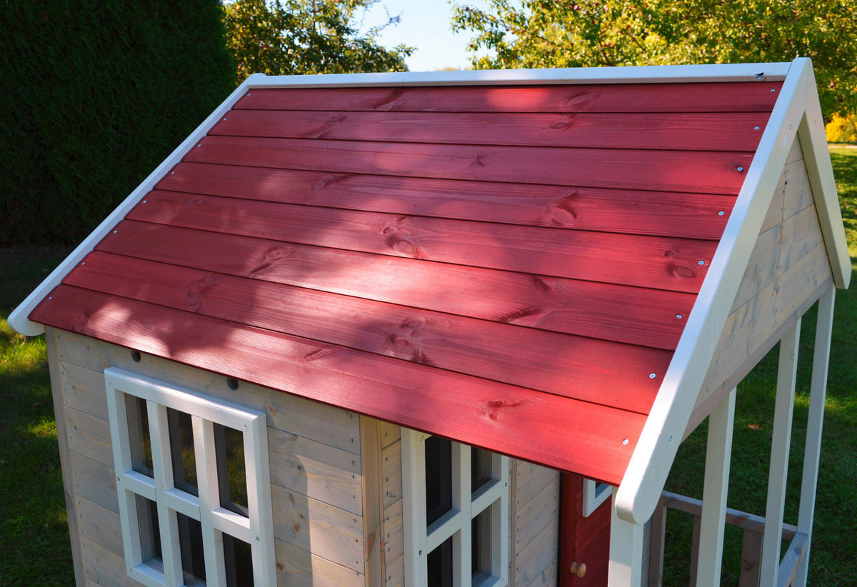 SPIELHAUS 120/155/120 cm  - Rot/Naturfarben, KONVENTIONELL, Holz (120/155/120cm)