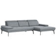 ECKSOFA Graublau Webstoff  - Graublau/Schwarz, Design, Textil/Metall (296/188cm) - Xora