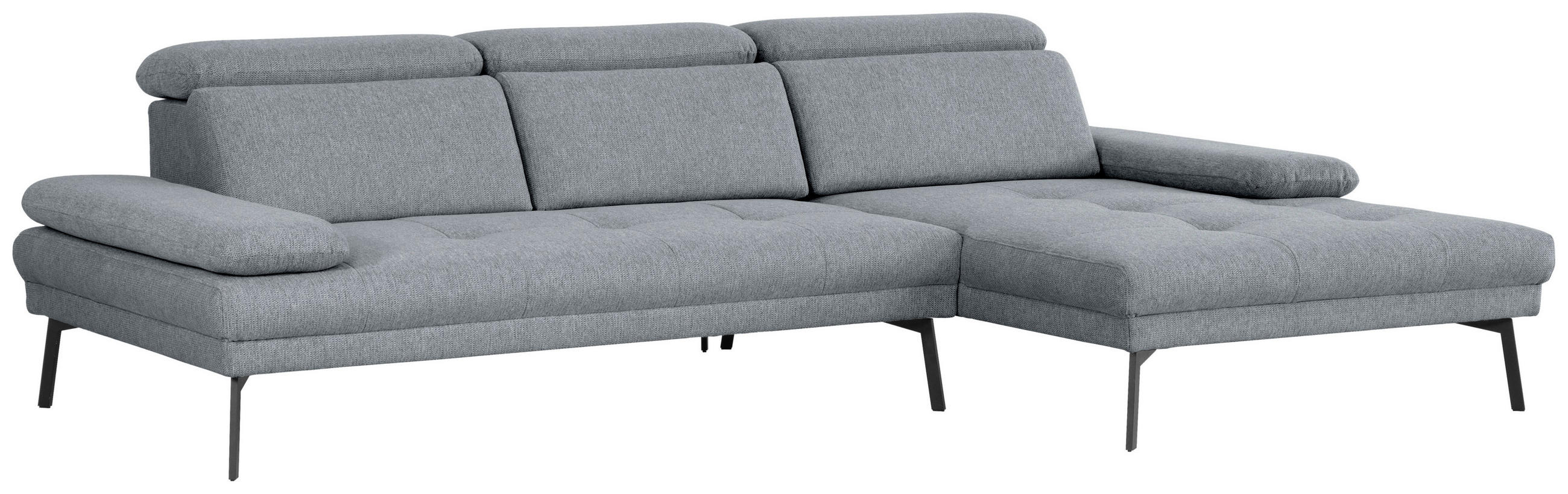 ECKSOFA Graublau Webstoff  - Graublau/Schwarz, Design, Textil/Metall (296/188cm) - Xora