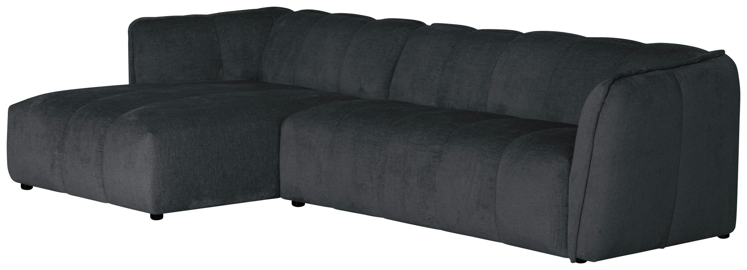 ECKSOFA LIVOLI in Chenille Grau  246/160 cm  - Schwarz/Grau, Design, Textil (246/160cm) - MID.YOU