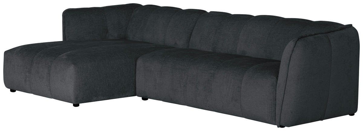 ECKSOFA LIVOLI in Chenille Grau  246/160 cm  - Schwarz/Grau, Design, Textil (246/160cm) - MID.YOU