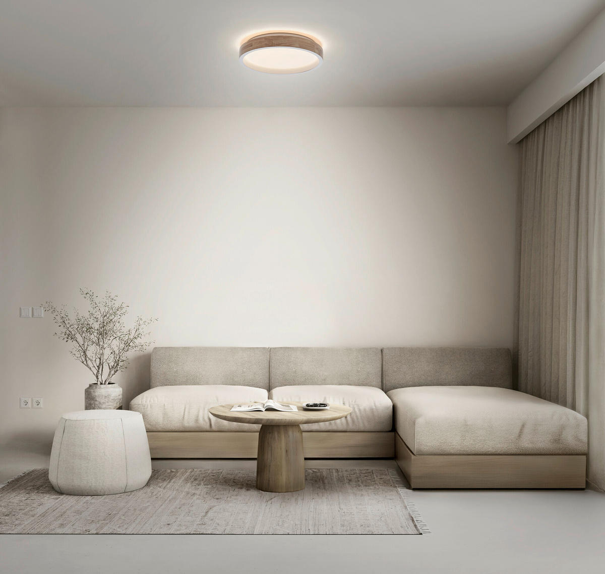 LED-DECKENLEUCHTE 41/8,5 cm  - Naturfarben/Weiß, Natur, Holz/Kunststoff (41/8,5cm) - Osram