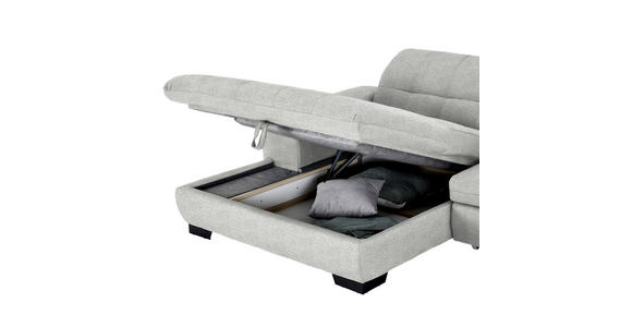 ECKSOFA  in Webstoff Platinfarben  180/265 cm  - Platinfarben/Schwarz, Design, Textil/Metall (180/265cm) - Carryhome