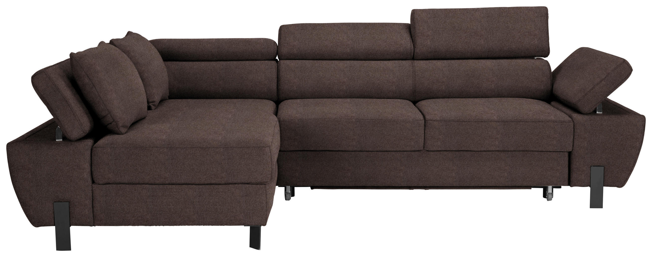 HÖRNSOFFA i vävt tyg mörkbrun  - svart/mörkbrun, Modern, metall/textil (189/90/277cm) - MID.YOU