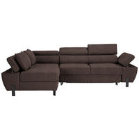 HÖRNSOFFA i vävt tyg mörkbrun  - svart/mörkbrun, Modern, metall/textil (93/90/277cm) - MID.YOU