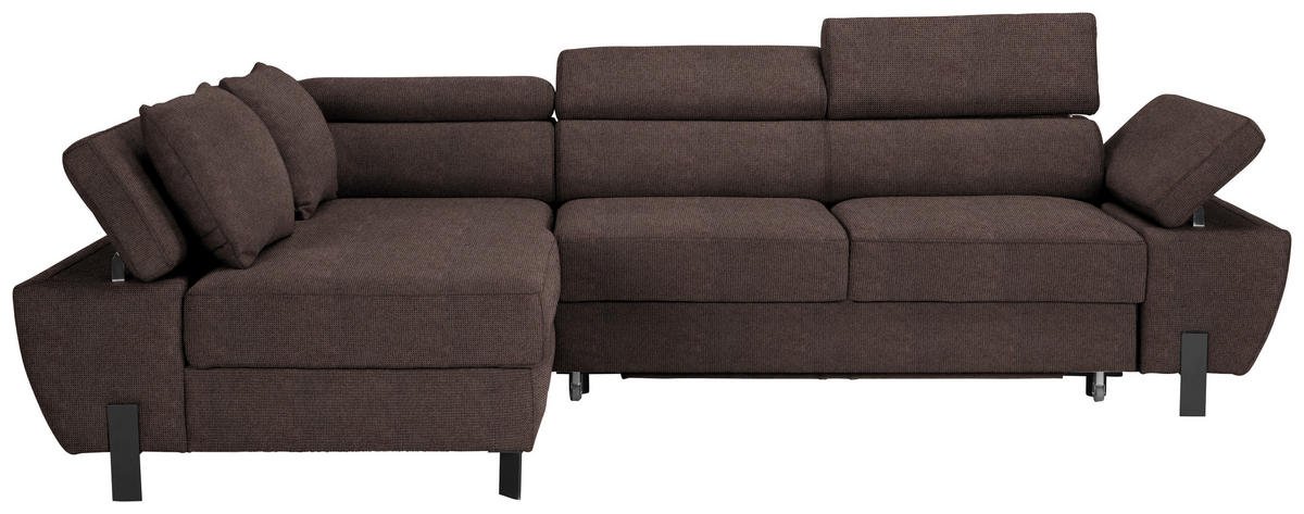 HÖRNSOFFA i vävt tyg mörkbrun  - svart/mörkbrun, Modern, metall/textil (93/90/277cm) - MID.YOU