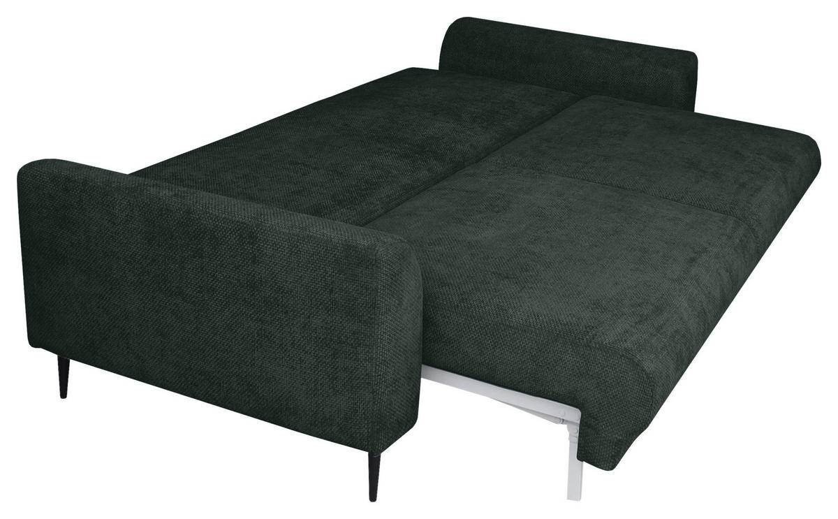 SCHLAFSOFA  mit Liegefunktion, Schlafen auf Sitzhöhe, Rücken echt Chenille Dunkelgrün  - Dunkelgrün/Schwarz, KONVENTIONELL, Textil/Metall (235/90/104cm) - Carryhome