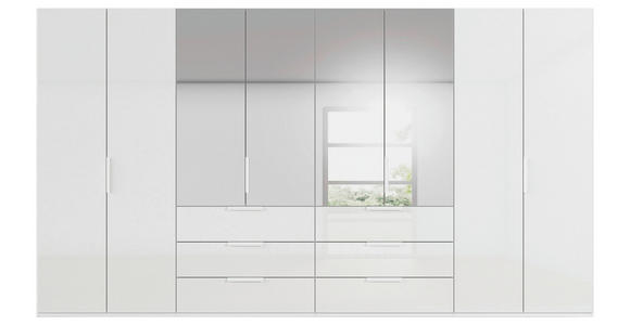 DREHTÜRENSCHRANK 400/223/61 cm,  in Weiß, 8-türig  - Weiß, Basics, Glas/Holzwerkstoff (400/223/61cm) - Novel