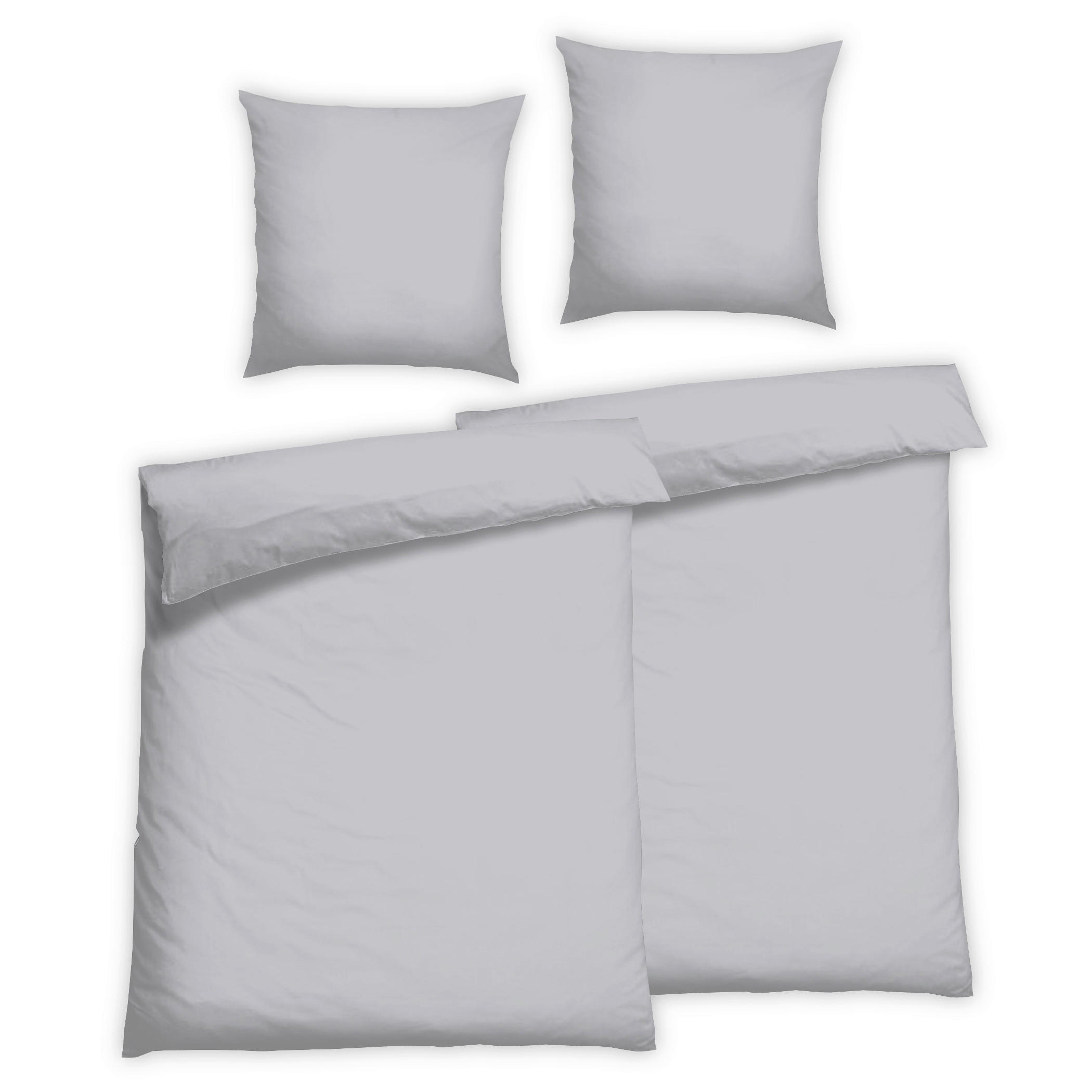 BETTWÄSCHE 4-teilig Satin 135/200 cm  - Hellgrau, Basics, Textil (135/200cm) - Florella