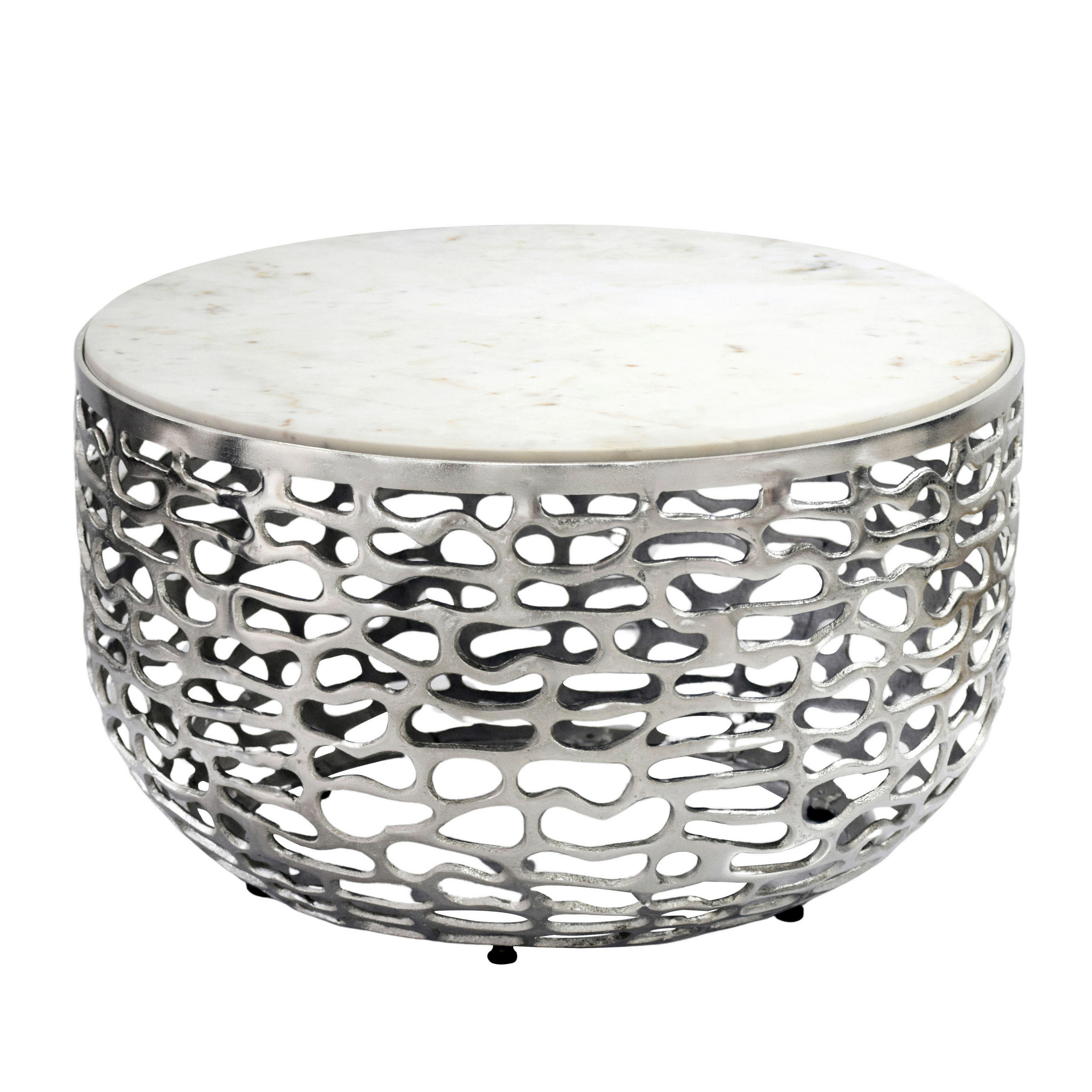 COUCHTISCH 60/60/35 cm rund Silberfarben  - Silberfarben, Design, Stein/Metall (60/60/35cm) - Livetastic