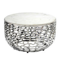 COUCHTISCH 60/60/35 cm rund Silberfarben  - Silberfarben, Design, Stein/Metall (60/60/35cm) - Livetastic