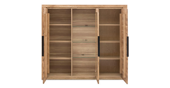 HIGHBOARD  in 160/141/40 cm  - Eichefarben/Schwarz, Natur, Glas/Holz (160/141/40cm) - Carryhome