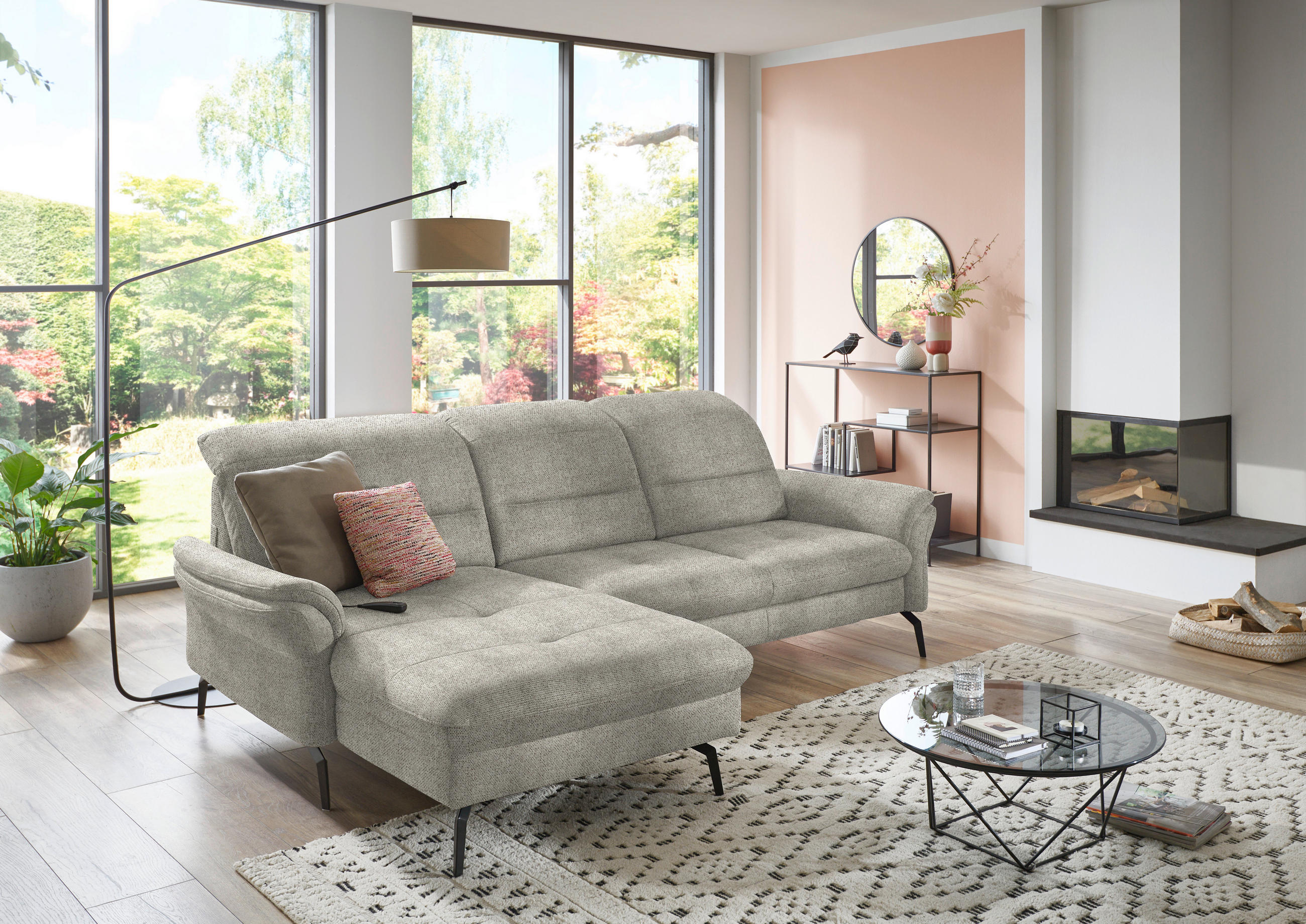 ECKSOFA in Flachgewebe Braun, Grün  - Schwarz/Braun, Konventionell, Textil/Metall (181/260cm) - Beldomo Speed