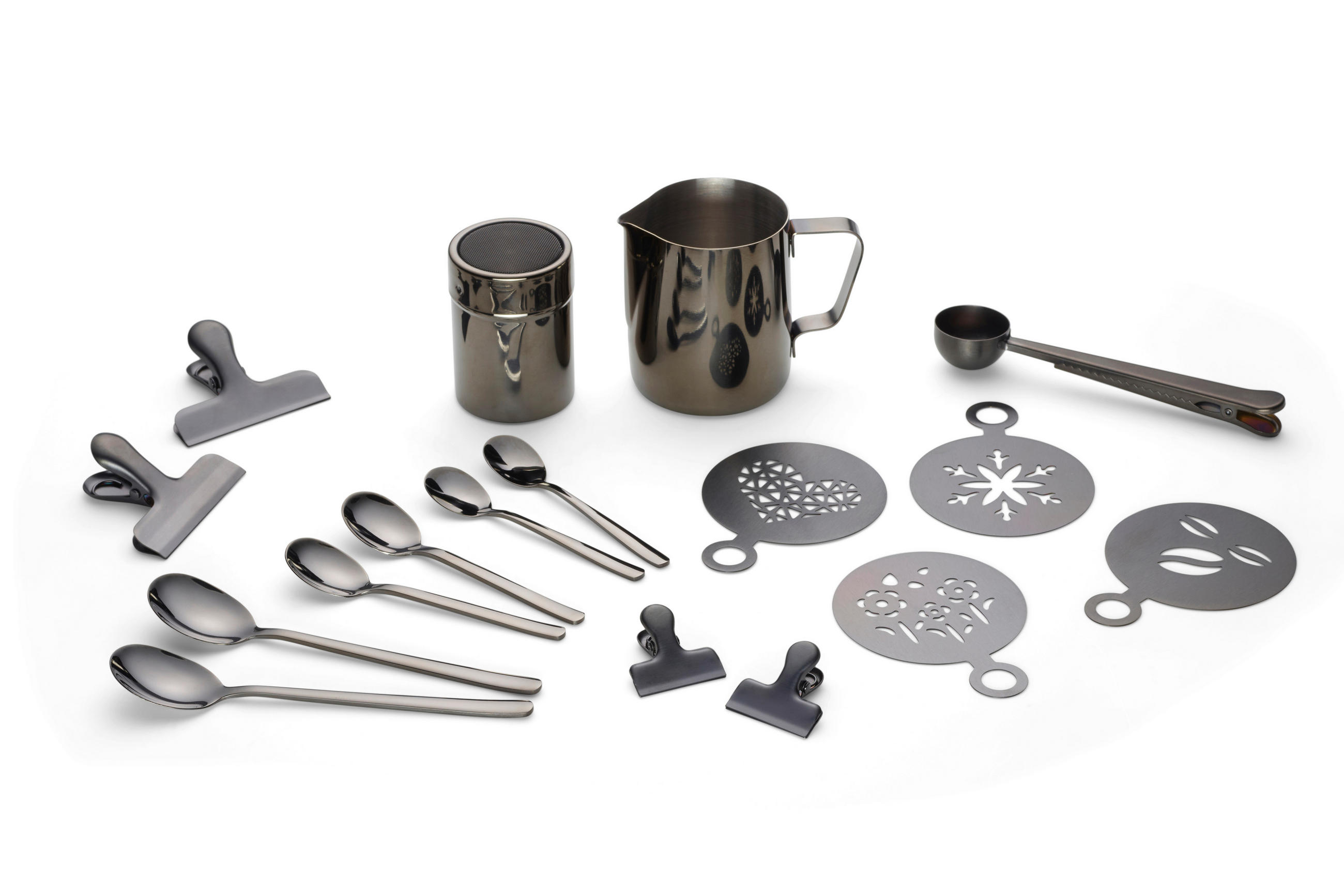 KAFFEESET 23-teilig  - Schwarz, Design, Metall (10,5cm) - Echtwerk