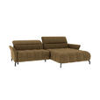 ECKSOFA Olivgrün Flachgewebe Rücken echt, Kopfteilverstellung, Sitztiefenverstellung  - Schwarz/Olivgrün, KONVENTIONELL, Textil/Metall (272/175cm) - Carryhome