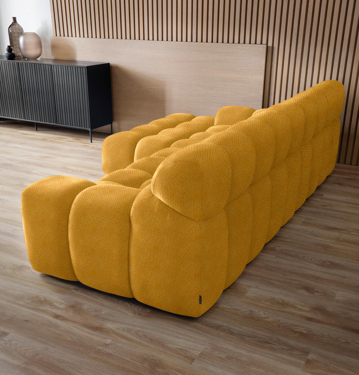 ECKSOFA in Webstoff Gelb  - Gelb/Schwarz, Modern, Kunststoff/Textil (180/297cm) - Welnova