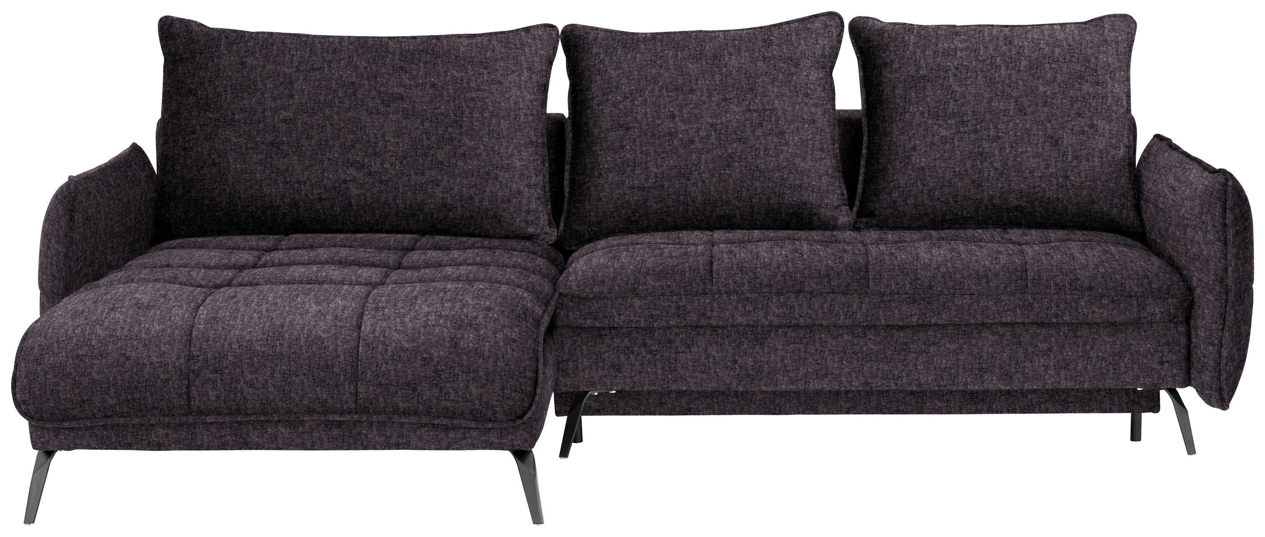 ECKSOFA in Flachgewebe Anthrazit  - Anthrazit/Schwarz, Design, Textil/Metall (180/273cm) - Hom`in