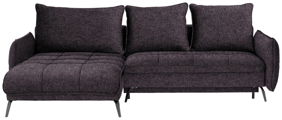 ECKSOFA in Flachgewebe Anthrazit  - Anthrazit/Schwarz, Design, Textil/Metall (180/273cm) - Hom`in