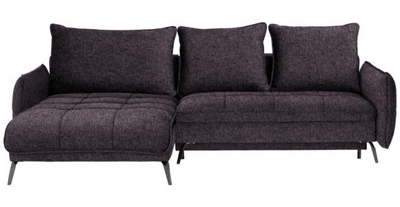 ECKSOFA in Flachgewebe Anthrazit  - Anthrazit/Schwarz, Design, Textil/Metall (180/273cm) - Hom`in