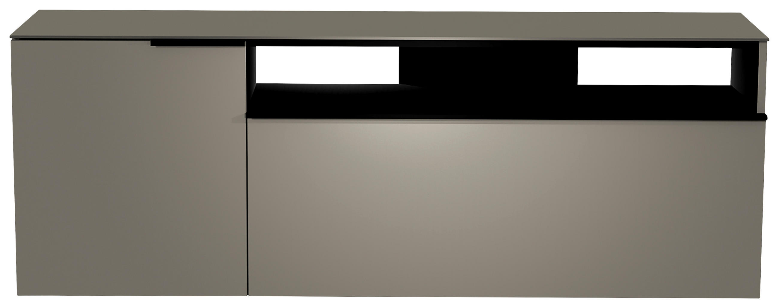 LOWBOARD  in 160/56/45 cm  - Schwarz/Grau, Design, Glas/Holzwerkstoff (160/56/45cm) - Moderano