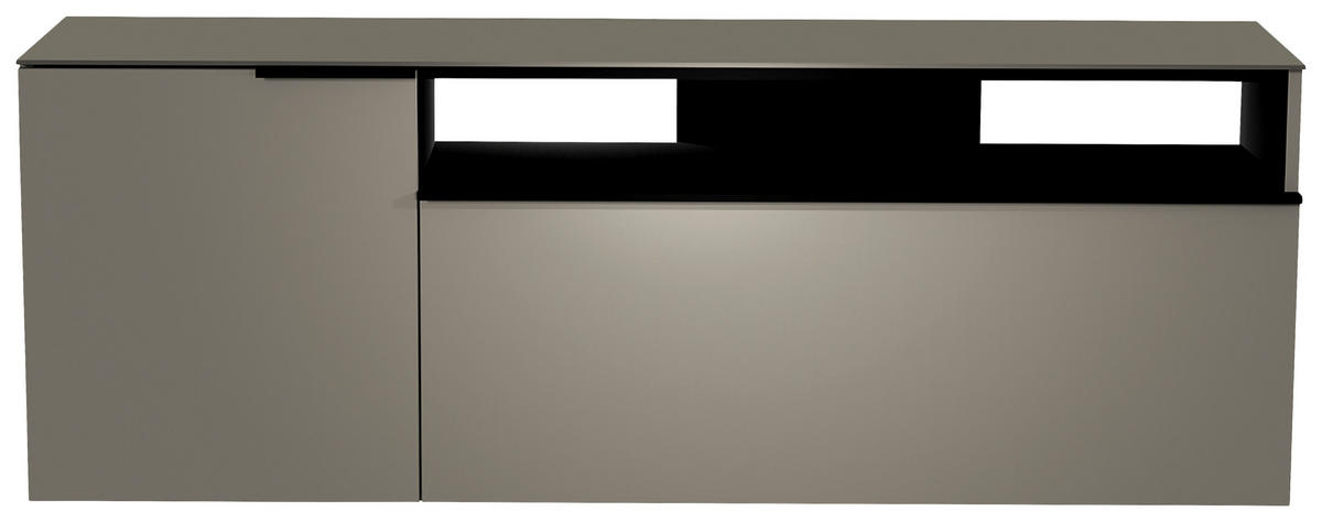 LOWBOARD  in 160/56/45 cm  - Schwarz/Grau, Design, Glas/Holzwerkstoff (160/56/45cm) - Moderano