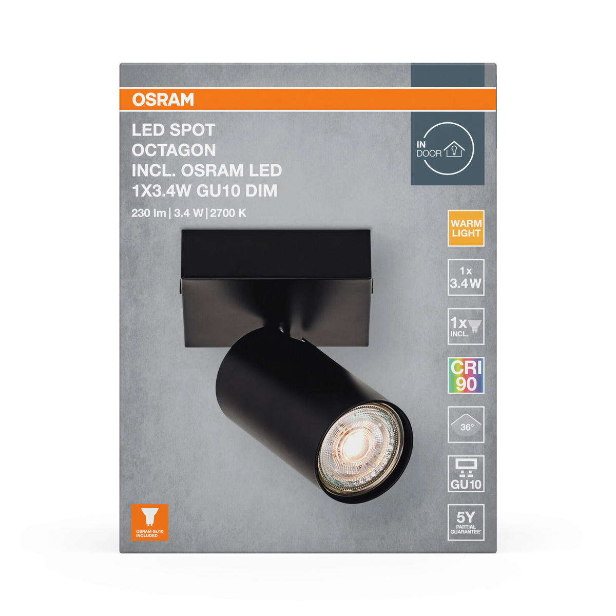 LED-STRAHLER 9/8,25/10,5 cm   - Schwarz, Basics, Metall (9/8,25/10,5cm) - Osram