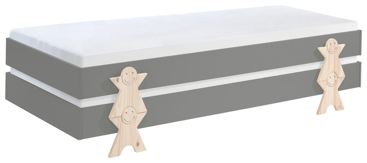 STAPELBETT  90/200 cm  Grau  - Kieferfarben/Grau, MODERN, Holz/Holzwerkstoff (90/200cm) - MID.YOU