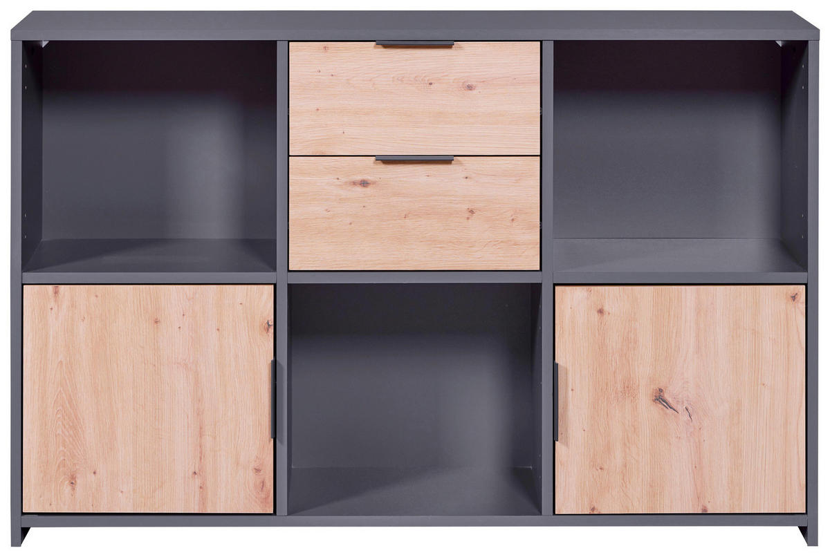 KOMMODE  in 120/77/30 cm  - Anthrazit/Eiche Artisan, Design, Holzwerkstoff/Metall (120/77/30cm) - Livetastic