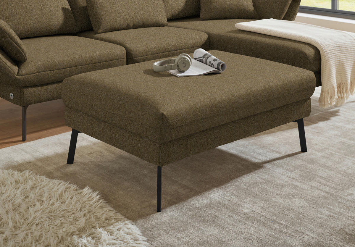ECKSOFA  in Flachgewebe Khaki  255-365/175-224 cm  - Khaki/Schwarz, Design, Textil/Metall (255-365/175-224cm) - Dieter Knoll