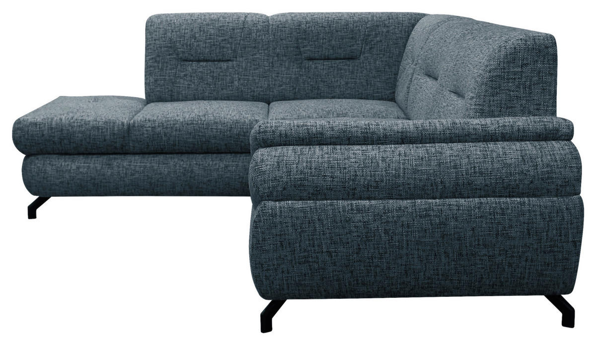 ECKSOFA in Struktur, Plüsch Blau  - Blau/Schwarz, Design, Textil/Metall (201/274cm) - MID.YOU