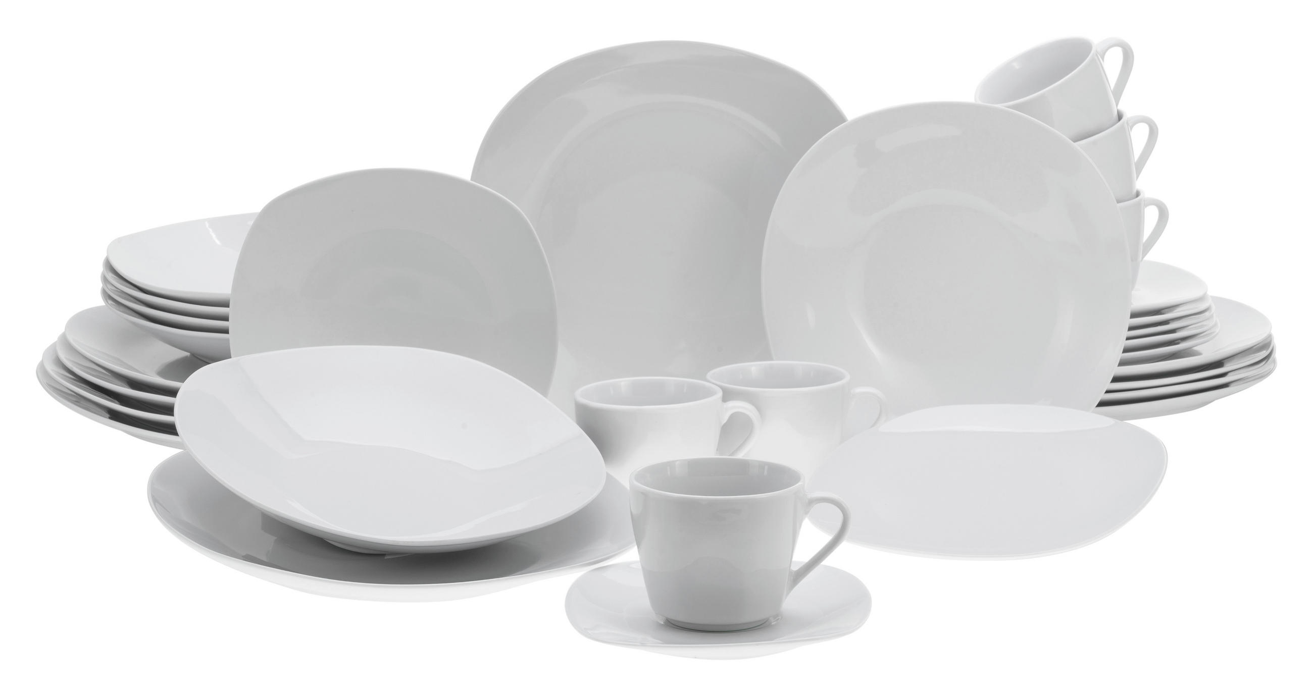 KOMBISERVICE 30-teilig SQUARE WEISS  - Weiß, Basics, Keramik - Creatable