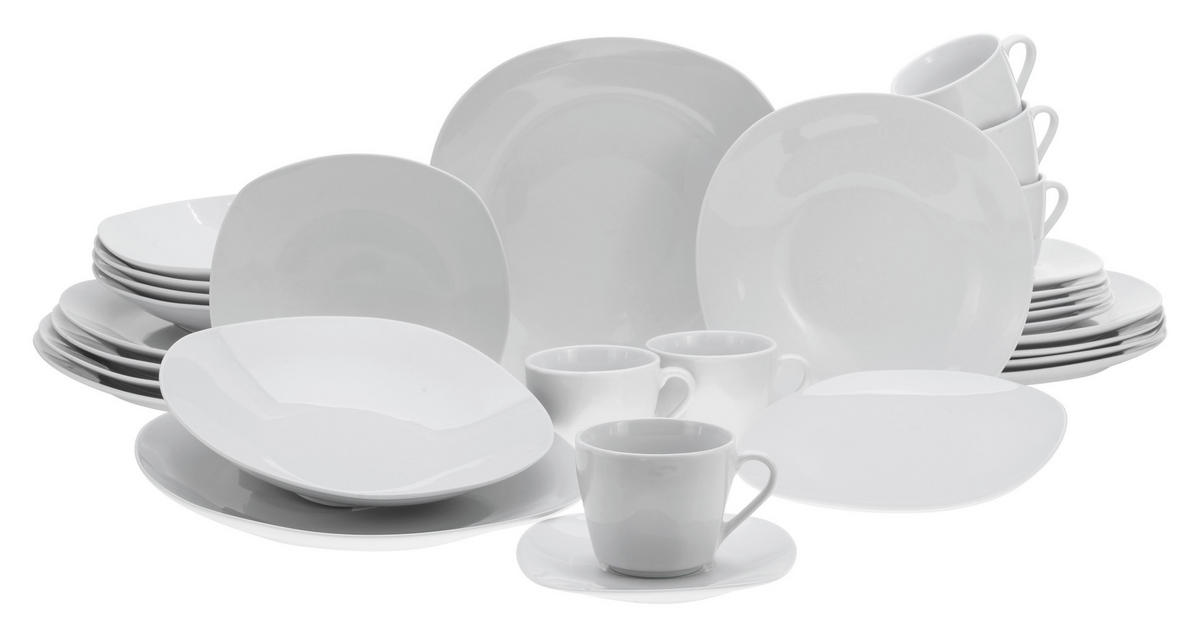 KOMBISERVICE Weiß 30-teilig SQUARE WEISS  - Weiß, Basics, Keramik - Creatable
