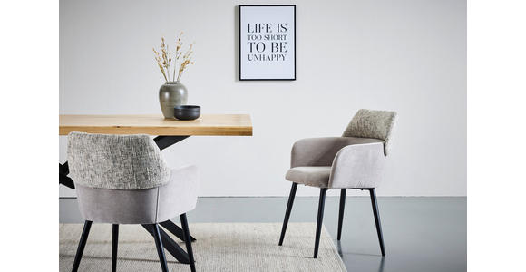 ARMLEHNSTUHL in Eisen Webstoff - Greige/Schwarz, Design, Textil/Metall (61/83/61cm) - Novel