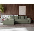 ECKSOFA in Cord Olivgrün  182/302 cm  - Schwarz/Olivgrün, MODERN, Kunststoff/Textil (182/302cm) - Carryhome