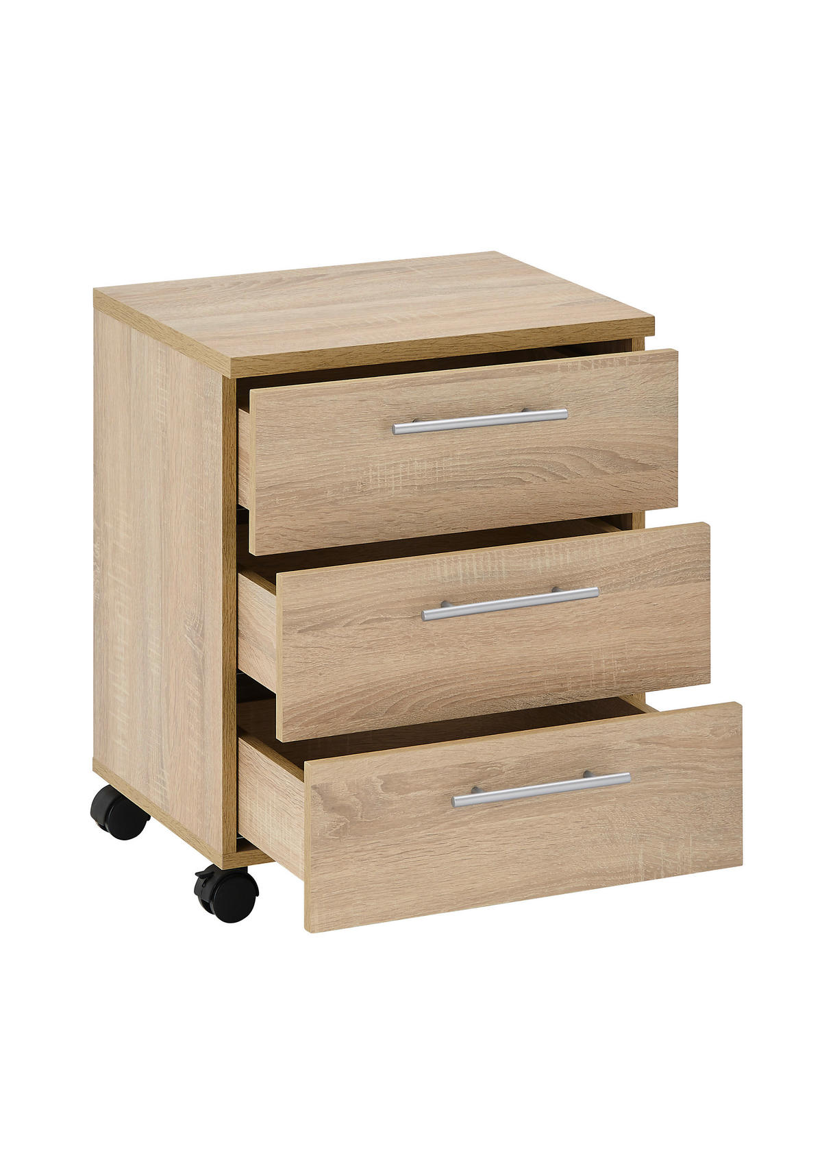 ROLLCONTAINER Sonoma Eiche  - Silberfarben/Sonoma Eiche, MODERN, Holzwerkstoff/Kunststoff (40/56/39cm) - Carryhome