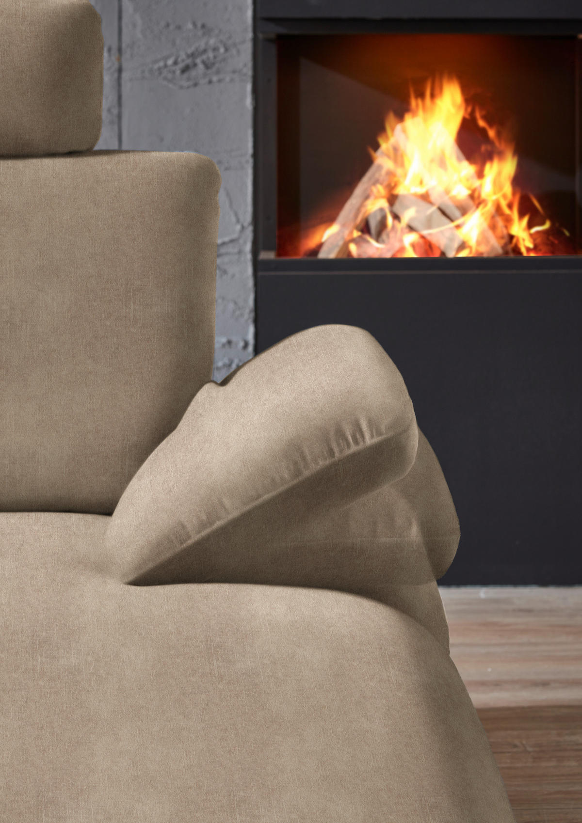 WOHNLANDSCHAFT in Velours Hellbraun  - Hellbraun/Schwarz, Design, Textil/Metall (208/344/180cm) - Dieter Knoll