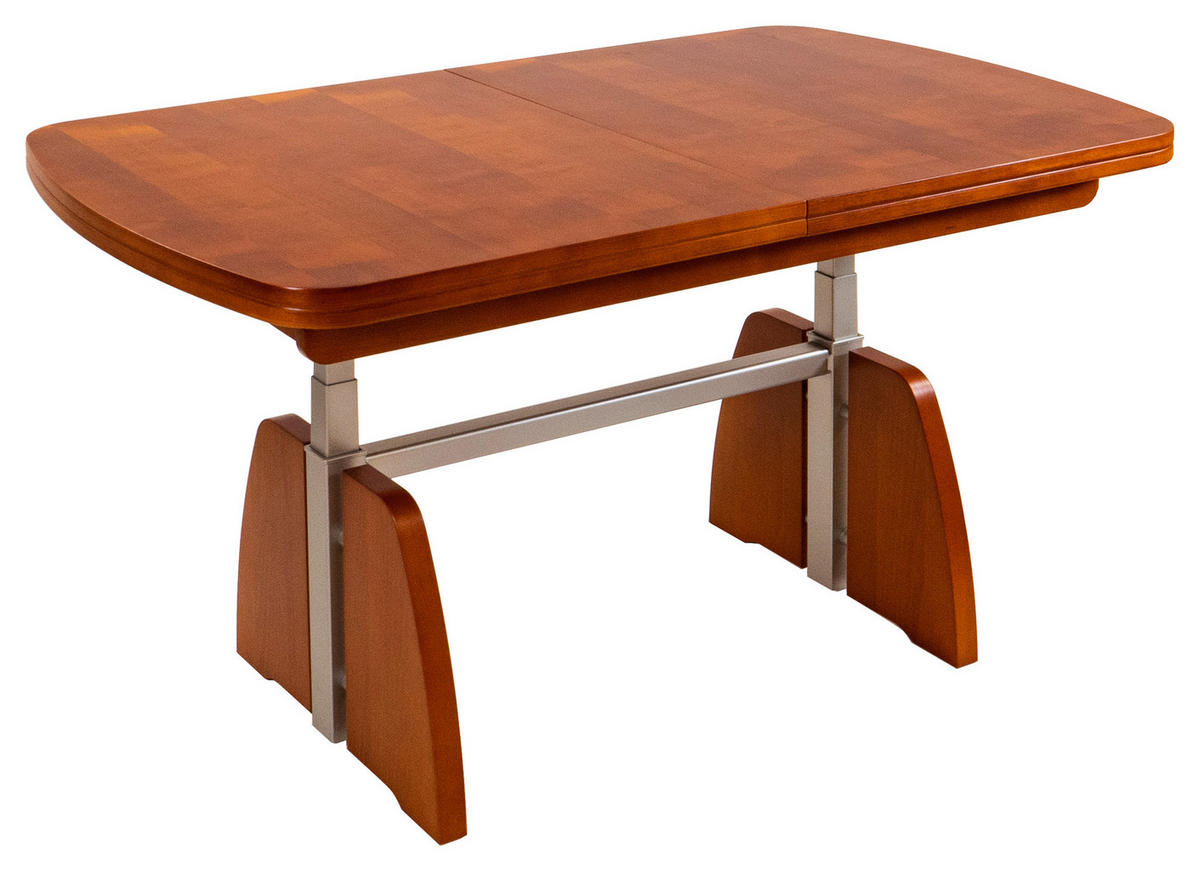 COUCHTISCH Kirschbaum furniert 125-245/75/55-74 cm rechteckig Kirschbaumfarben, Silberfarben  - Kirschbaumfarben/Silberfarben, KONVENTIONELL, Holz/Metall (125-245/75/55-74cm) - Venda